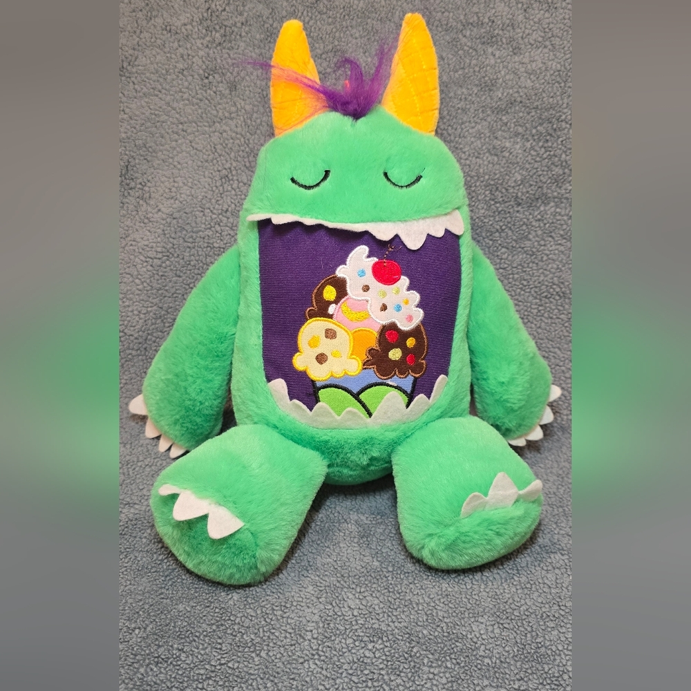 Green Plush Dinosaur Toy with Ice Cream Design